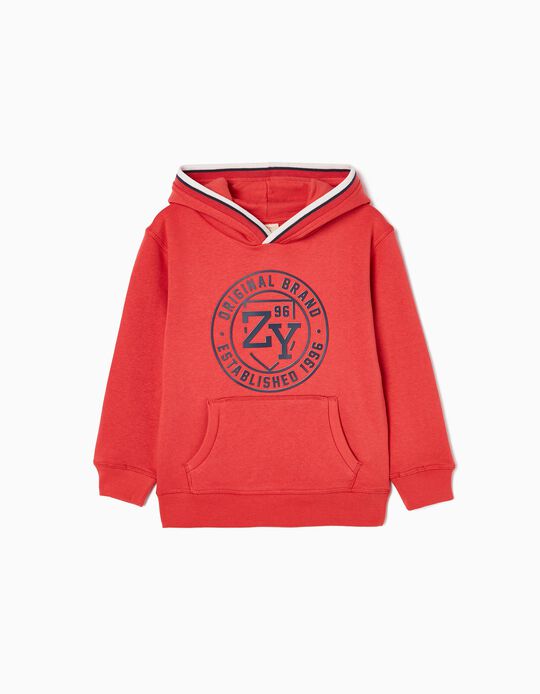 Cotton Hooded Sweatshirt for Boys 'ZY 96', Red