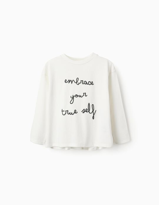 Comprar Online T-shirt de Manga Comprida com Folhos para Menina 'Embrace', Branco