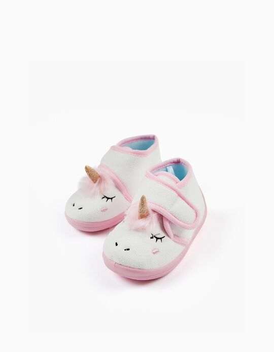 Slippers for Girls 'Unicorns', White/Pink