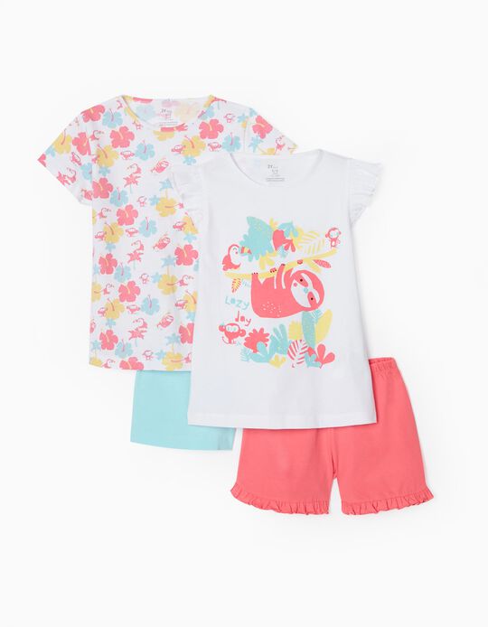 2 Pyjamas for Girls 'Lazy Day', Multicoloured