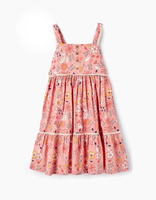 Floral Pattern Dress for Girls, Pink
