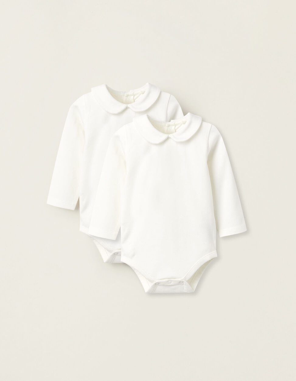 Buy Online Pack of 2 Bodysuits with Peter Pan Collar for Newborn Girls, white