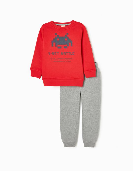 Cotton Tracksuit for Boys 'Gaming II', Red/Light Grey