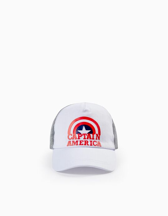 Cotton Cap for Boys 'Captain America', Grey/White