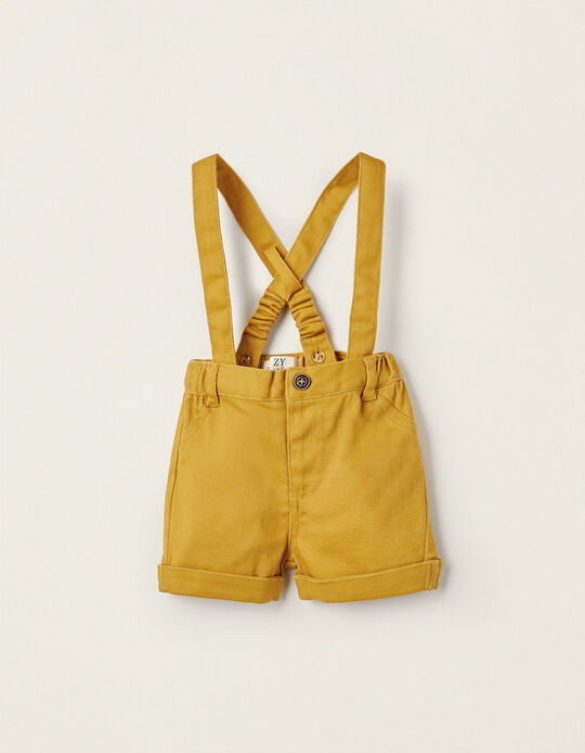 Shorts with Suspenders for Newborn Boys, Orange