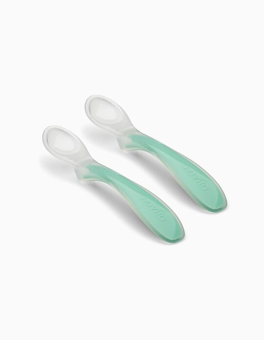 2 Silicone Spoons Set Nuvita Green 6M+ 