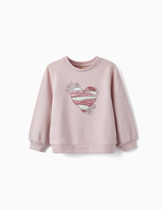 Sequin Sweatshirt for Girls 'Heart - Girls N' Roses', Lilac