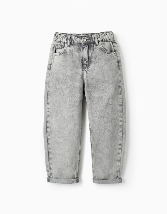 Pantalon en jean pour fille 'Mom Fit', Gris