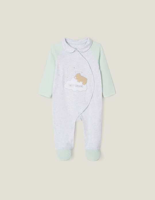 Sleepsuit for Newborn Baby Boys 'Sweet Dreams', Aqua Green/Grey