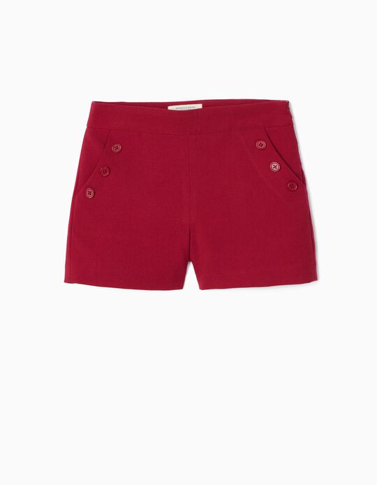 Twill Shorts for Girls 'B&S', Dark Red