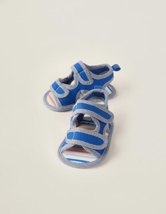 Fabric Sandals for Newborn Baby Boys, Blue