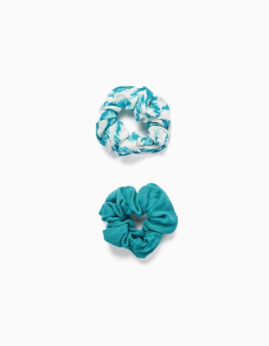 2 Elásticos Scrunchie para Bebé e Menina 'You&Me', Branco/Azul Turquesa