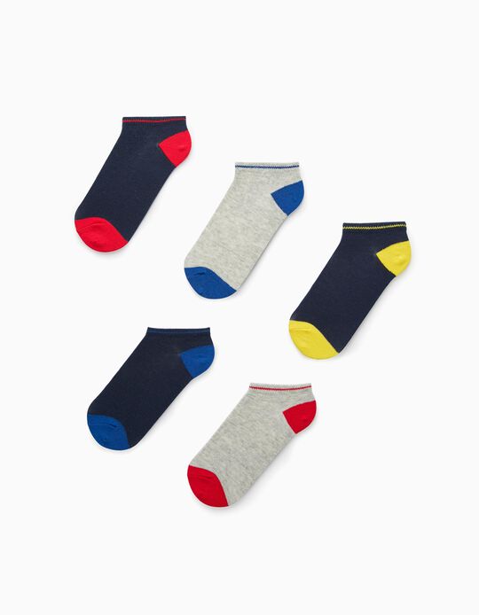 5 Pairs of Ankle Socks for Boys, Multicoloured