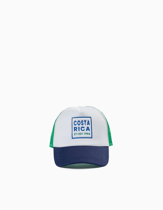 Cap for Boys 'Costa Rica', White/Green/Dark Blue
