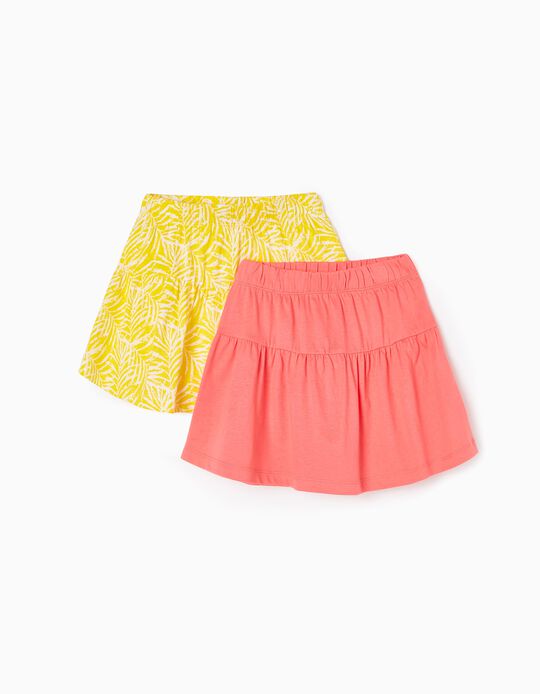 2-Pack Skirts for Girls, Coral/Yellow