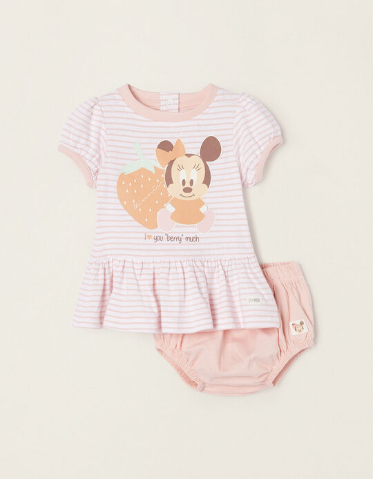 Conjunto Camiseta + Cubrepañal para Recién Nacida 'Minnie', Rosa