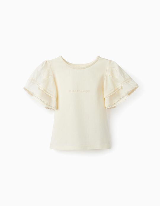 Lace T-shirt for Girls 'Belle et Unique', Beige