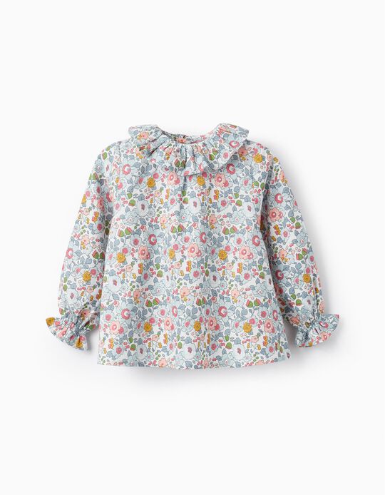 Floral Long Sleeve T-shirt for Baby Girl, Blue
