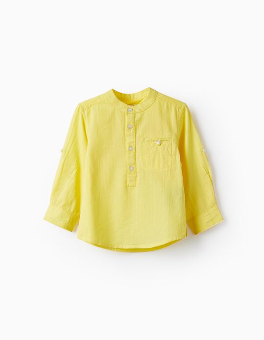 Camisa de Manga Comprida em Algodão para Bebé Menino, Amarelo