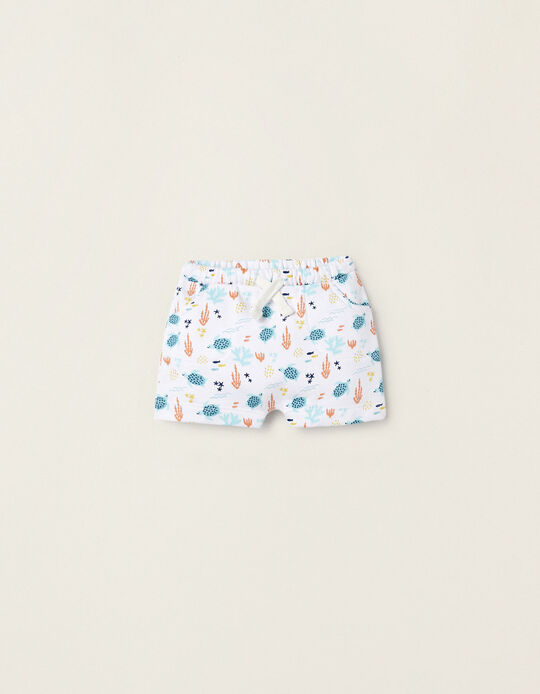 Pantalones Cortos con Estampado para Recién Nacido 'Ocean', Blanco