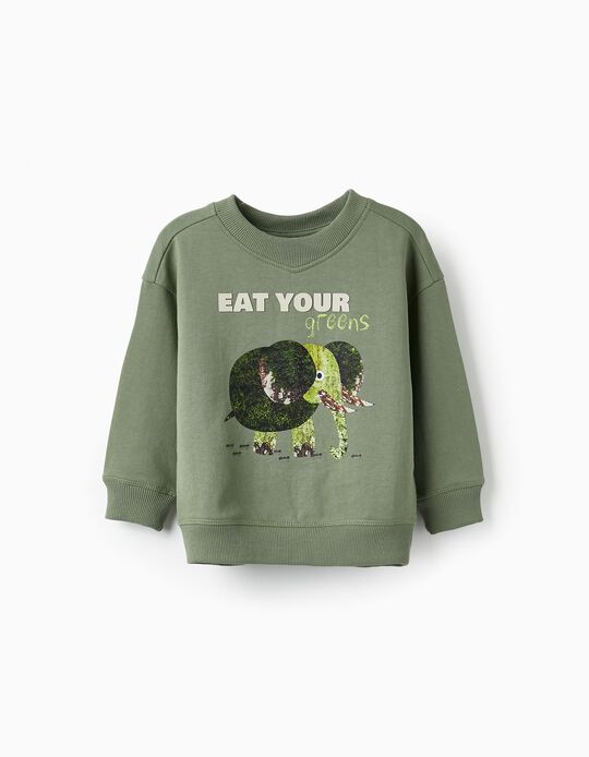 Sweat com Relevo para Bebé Menino 'Eat Your Greens', Verde