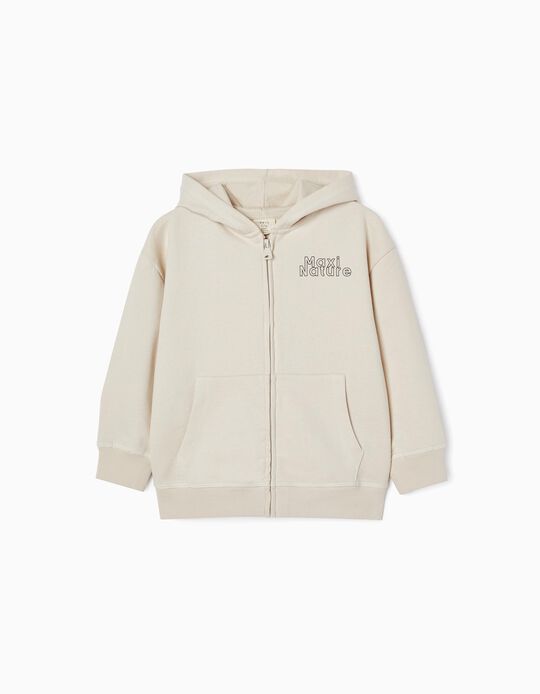 Cotton Hooded Jacket for Boys 'Think Green', Beige