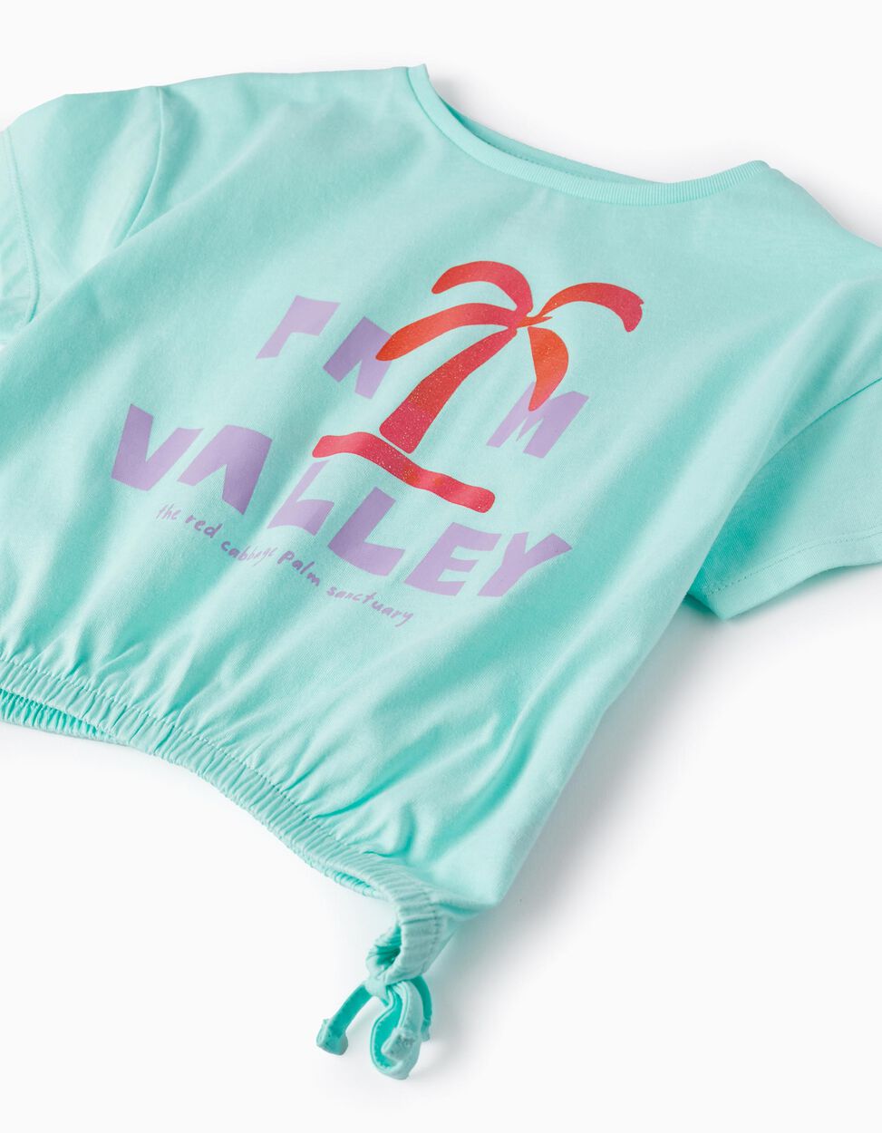 Comprar Online T-shirt Curta de Algodão para Menina 'Palm Valley', Verde Água