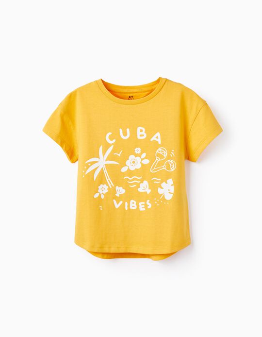 Camiseta de Algodón para Niña 'Cuba Vibes', Amarillo