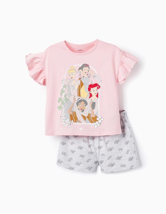 Pyjama En Coton Pour Fille 'Princesses De Disney', Rose/Gris