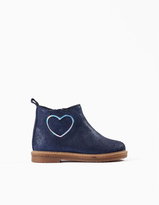 Shiny Heart Boots for Baby Girls, Dark Blue