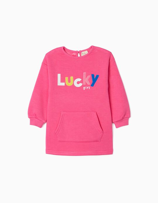 Sweat Dress for Baby Girls 'Lucky Girl', Pink