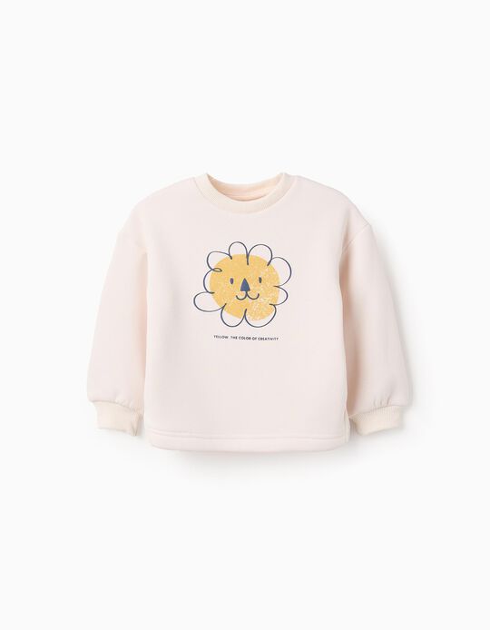 Comprar Online Sweat Cardada para Bebé Menina 'Leão', Branco