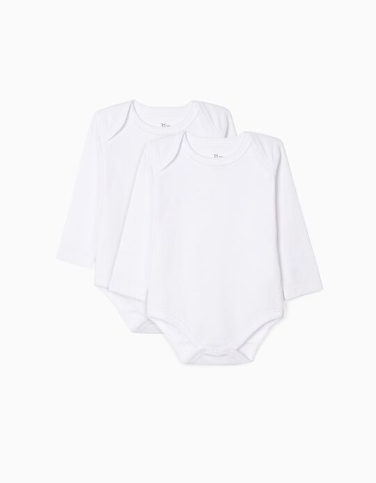 2-Pack Long-Sleeved Bodysuits, White