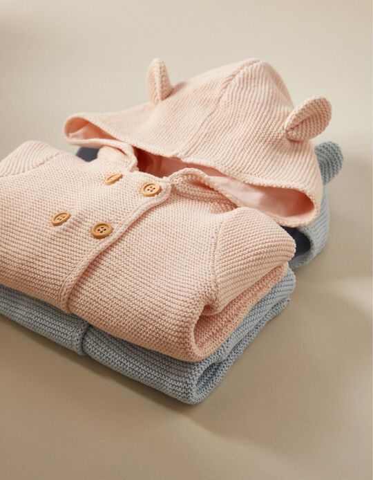 Knit Hooded Cardigan for Newborn Baby Girls, Pink