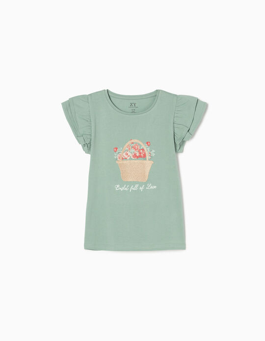 T-Shirt para Menina 'Love Basket', Verde