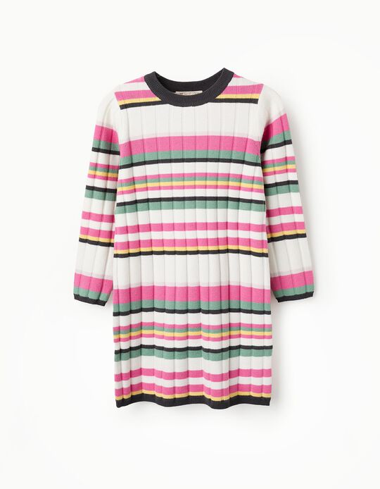 Comprar Online Vestido Canelado às Riscas para Menina, Multicolor
