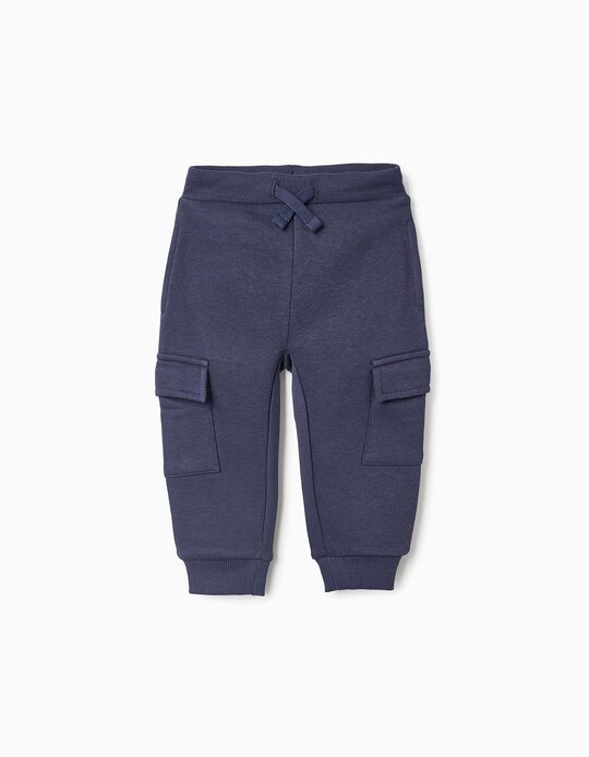 Comprar Online Pantalón Jogger Perchado con Bolsillos Cargo para Bebé Niño, Azul
