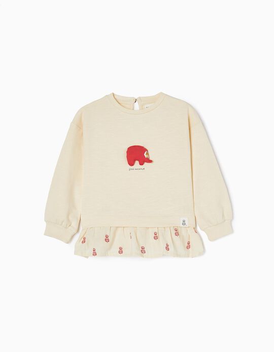 Cotton Sweatshirt for Baby Girls 'Elephant', Beige