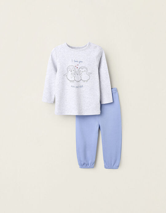 Comprar Online Pijama de Algodão para Bebé Menino 'Mum & Dad', Azul/Cinza