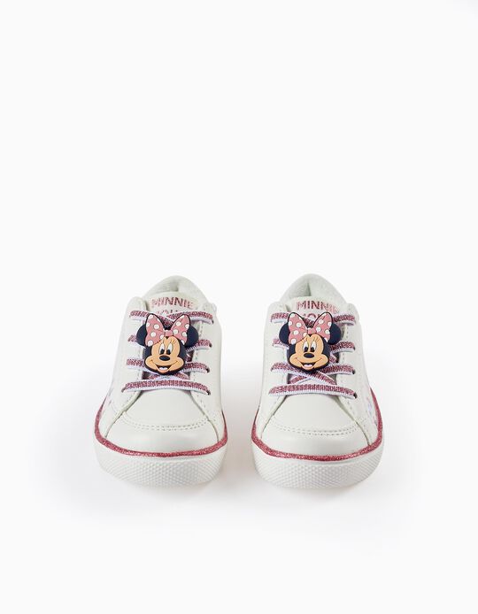 Zapatillas con Purpurina para Bebé Niña 'Minnie', Blanco/Rosa