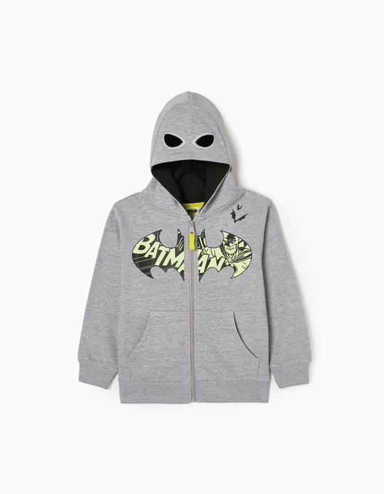 Batman Cotton Jacket with Hood-Mask 'Glow in the Dark', Grey