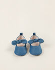 Denim Ballet Pumps with Bow for Newborn Baby Girls, Blue
