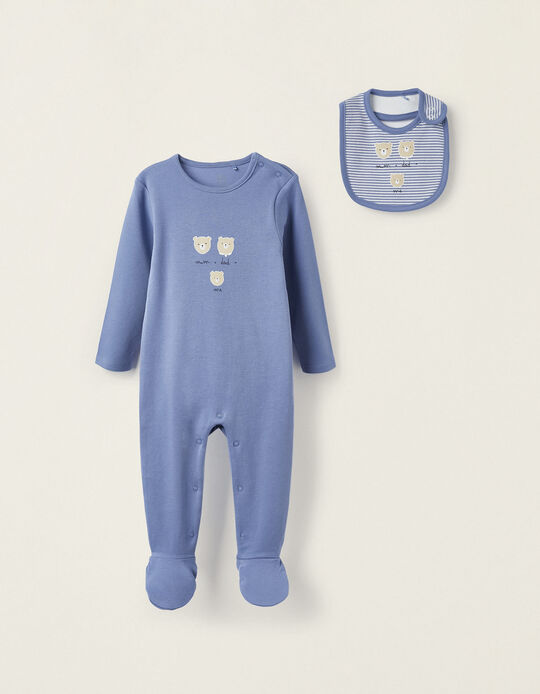2-Piece Cotton Set for Newborn Boys 'Bears', Blue