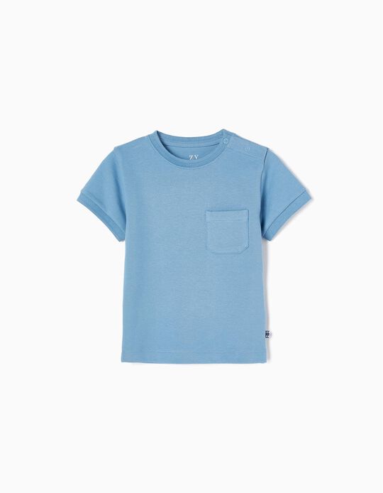 Camiseta de Piqué de Algodón para Bebé Niño 'B&S', Azul