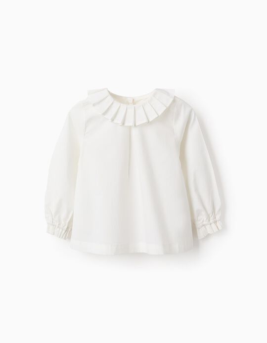 Comprar Online Blusa de Algodão com Plissado para Bebé Menina, Branco