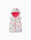 Hooded Gilet for Baby Girls, White/Pink