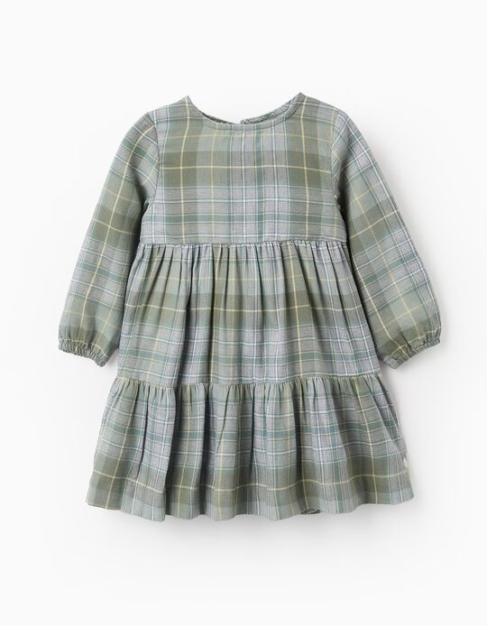 Comprar Online Vestido de Flanela com Xadrez para Bebé Menina, Verde/Cinza