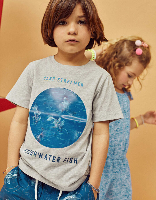 T-Shirt for Boys 'Carp Streamer', Grey