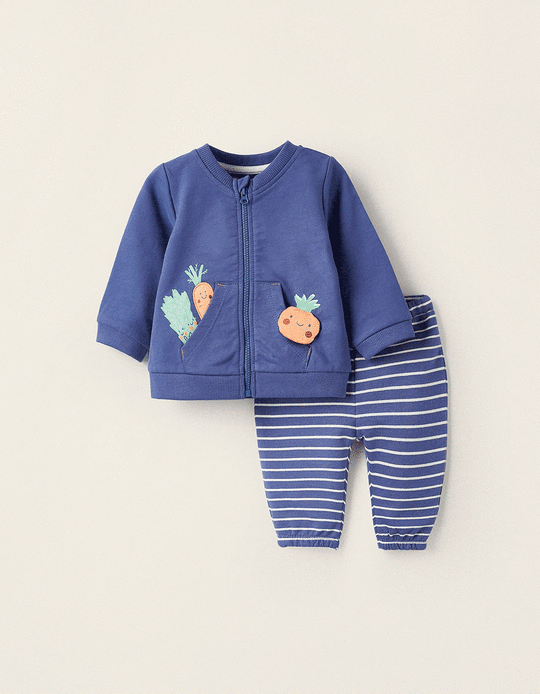 Jacket with Fabric Toy + Trousers for Newborn Boys, Dark Blue