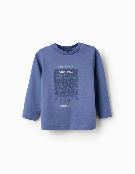 Comprar Online T-shirt de Manga Comprida em Algodão para Bebé Menino 'Friend', Azul